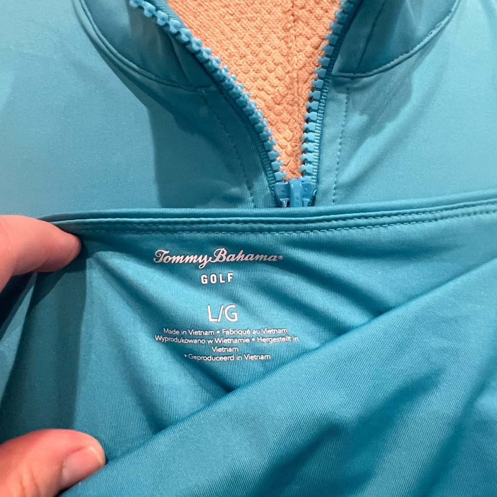 Tommy Bahama Dress & Shorts Golf Turquoise Ruffle Zip 2 pc Set UPF 50  Large - Picture 3 of 5